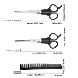 Ciseaux de toilettage professionnels pour animaux de compagnie en acier inoxydable, ciseaux pour chiens à pointes arrondies, pour poils longs, courts, épais, crépus ou bouclés, en plastique - Product Image 2