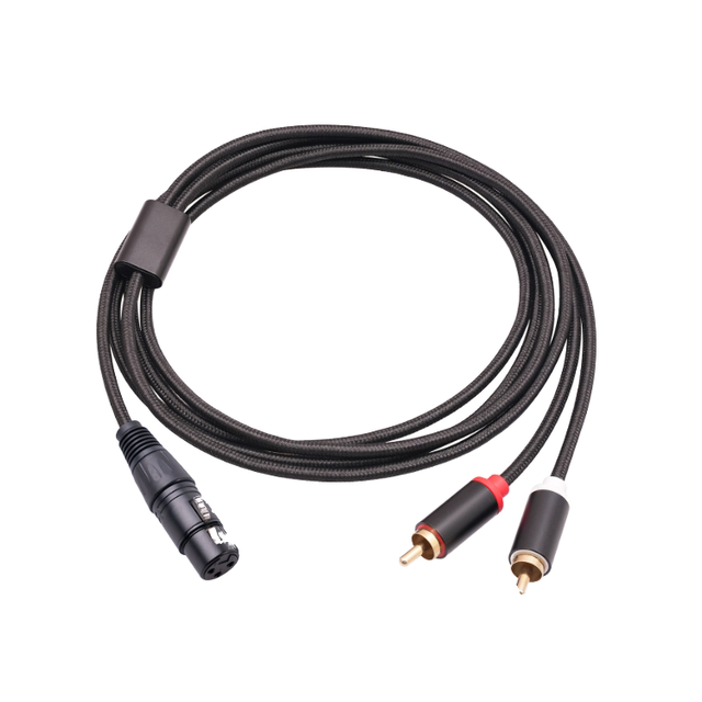 2-in-1 XLR Female to Dual RCA Y Splitter Cable PVC Jacketed XLR to RCA Adapter for Projector