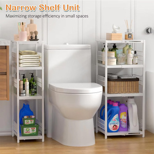 Modern 4-Tier Expandable Slim Rolling Wire Waterproof Eco-Friendly Bathroom Organizer Freestanding <strong>Narrow</strong> Space Saving Shelf - Product Image 3