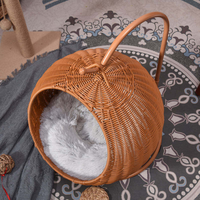 Nouveau lit tressé pour chat, balançoire durable pour animaux de compagnie, chaise œuf en rotin plastique avec coussin profond et moelleux, support et cage inclus
