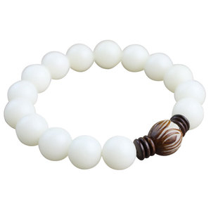 Pulsera de Raíz de Bodhi Blanca de 12 mm, Jade Blanco Natural con Patrón de Flor Redonda, Estilo Étnico, Joyería de Regalo, Origen Hangzhou, PTG1006 - Product Image 5