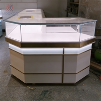 Vitrine de présentation de bijoux en forme de U carrée pour centre commercial, armoire modulaire en verre avec éclairage LED, tiroirs de rangement, vente au détail de bijoux, écologique