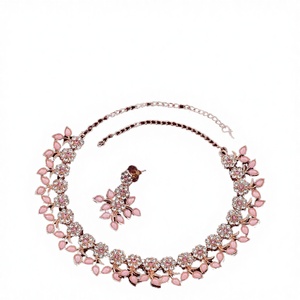 Luxury <b>Rose</b> Gold Plated Alloy <b>Black</b> Zircon XOXO Flower Choker Necklace Earrings Set Ethnic Engagement Wedding Gift Party - Product Image 5