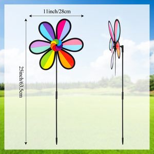 Mini ruota del vento arcobaleno colore ciclone <span class=keywords><strong>auto</strong></span> all'aperto prato e giardino decorazione giocattolo con paletti - Product Image 6