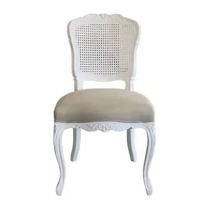 French Style Oak Dining Chair with Hand Carved Rattan Back P2149R