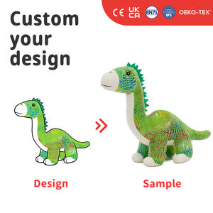 Peluche <span class=keywords><strong>dinosaure</strong></span> personnalisée avec logo par transfert thermique, OEM pour cadeaux d'anniversaire pour enfants, peluches personnalisées en gros - Product Image 1