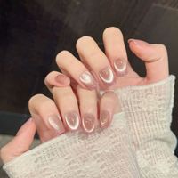 Faux ongles autocollants effet œil de chat qualité salon, manucure DIY, couvrance totale, vente en gros