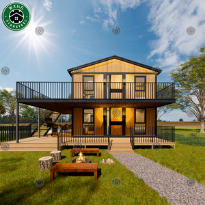 Casa Prefabricada de Dos Pisos con Estructura de Acero Ligero para Sitios Turísticos, Casa Modular con Paneles de Pared con Aspecto de Madera y Escaleras con Barandilla Metálica - Product Image 5