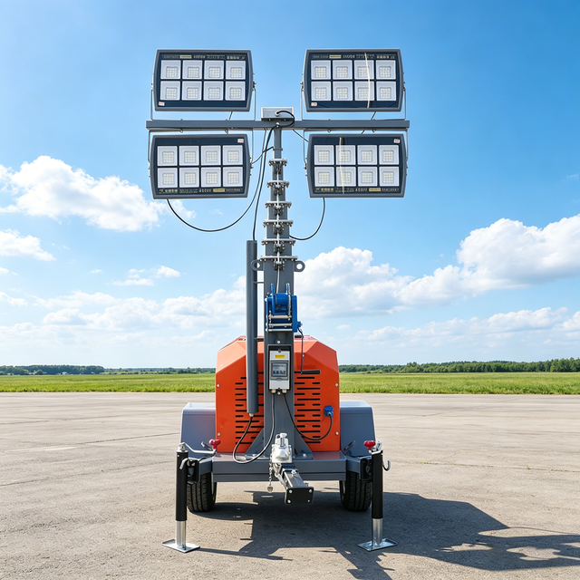 Factory Wholesale 5m 7m 9m Trailer Mobile LED Lighting Tower Telescopic High Mast Diesel Generator Light Towers