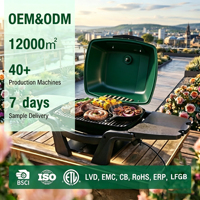 Barbecue électrique portable de camping en plein air 2300W avec grilles en fonte et tables amovibles, certifié CE/CB