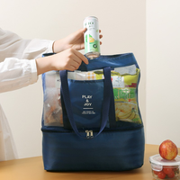 Sac isotherme promotionnel en maille avec logo personnalisé, grande capacité, sac de pique-nique, sac de voyage portable, sac de plage imperméable