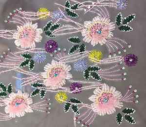 Tela de encaje con cuentas hecha a mano con detalles artísticos, ideal para el diseño de Lehenga nupcial y ropa para eventos - Product Image 2