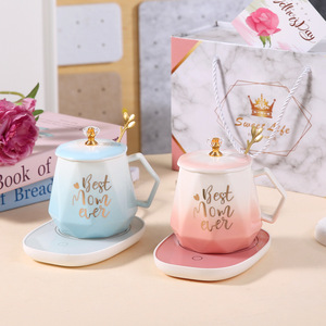 Cadeau pour la fête <span class=keywords><strong>des</strong></span> mères et les anniversaires, tasse à température constante 55°C avec couvercle et cuillère, compatible micro-ondes, style européen, ensemble cadeau - Product Image 4