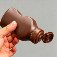 Bouteille vide personnalisée en PP ambré pour chocolat à remplissage à chaud avec bouchons à vis et à clapet, pour salades, confitures, sauces et condiments