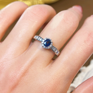 <span class=keywords><strong>Anello</strong></span> Minimalista con Zaffiro Blu Naturale per Donne, Argento Sterling 925, Montatura a Griffe, Placcato <span class=keywords><strong>Oro</strong></span>, Gioiello di Lusso per Fidanzamento - Product Image 5