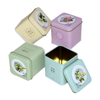 Usine personnalisé carré étain boîte en métal carré court étain boîte pour thé et épices parfumé luxe thé étain cas