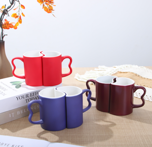 Lot de tasses en céramique vierges à interverrouillage en S, prêtes pour la sublimation, pour couple, avec logo photo personnalisé, pour cadeau, vente en gros - Product Image 2