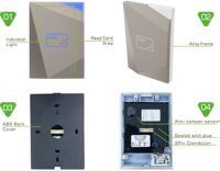 Lecteur de contrôle d'accès 125KHz + 13.56MHz supportant ISO11785(FDX-B)/ISO14443A/B/ISO18092 NFC Forum Tag type1/2/4 UHF PVC Card