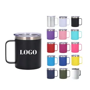 Tazas con logotipo personalizado, vaso con mango de acero inoxidable 304, aislado, 12oz, con mango, venta al por mayor