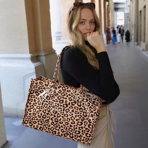 <strong>KALIDI</strong> PVC Leopard Print Tote <strong>Bag</strong> Womens Work Handbags Purses with Top Handle Imported - Product Image 2