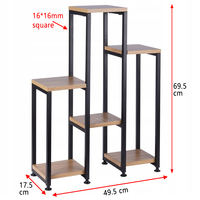 Support à plantes sur pied en fer et bois, style échelle, 6 niveaux, durable, thermolaqué, avec pieds réglables pour jardin et intérieur