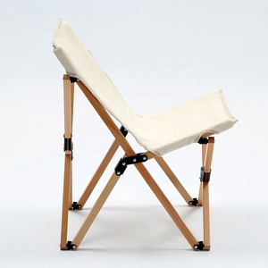 Silla de Playa Doble de Lona con Marco de Madera, Tumbona <span class=keywords><strong>Plegable</strong></span> Portátil para Exteriores, Silla Reclinable para Relajarse en el Patio o Resort - Product Image 1