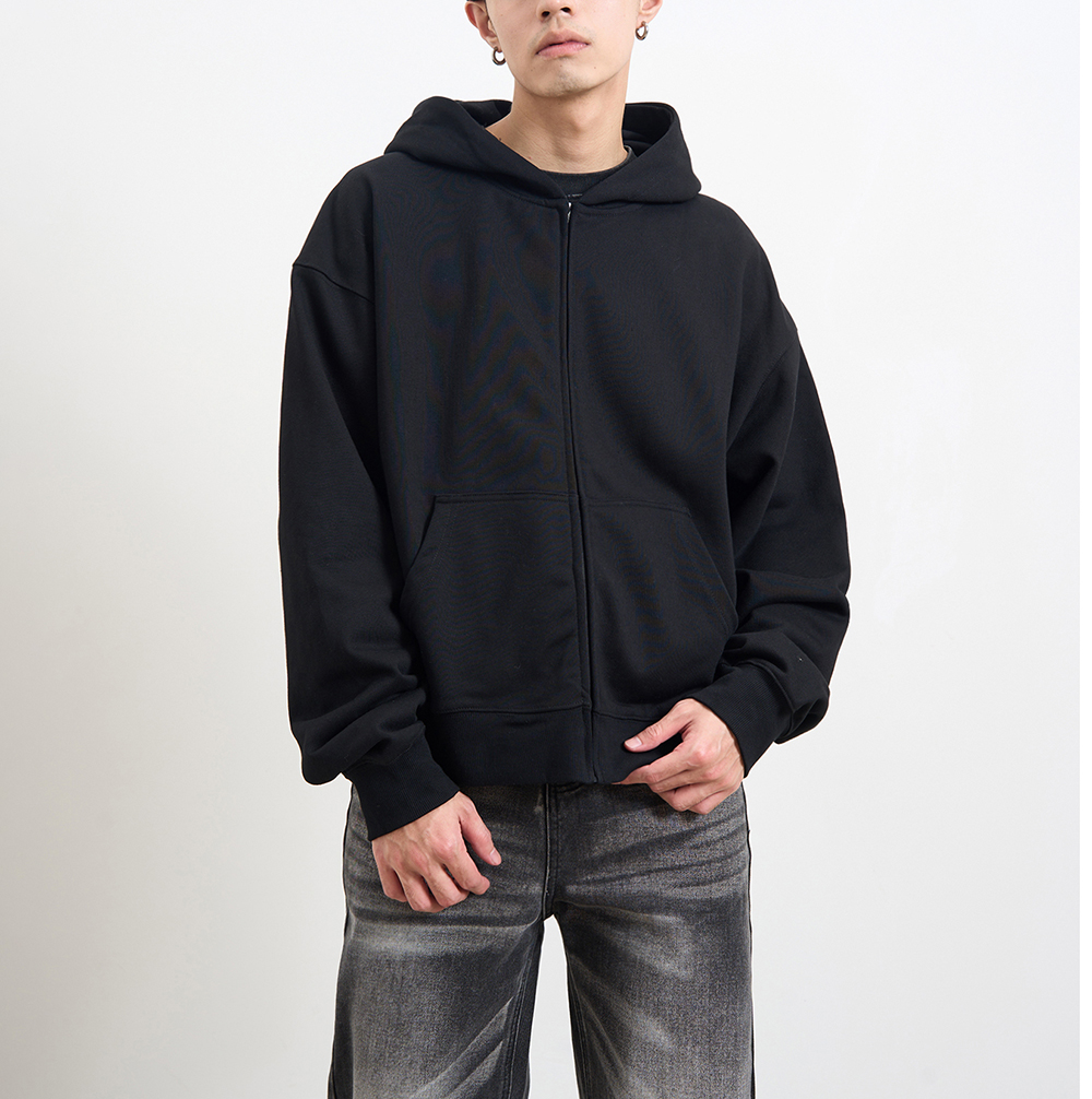 EH-036 Grey Solid Color Streetwear Hoodie - Oversized
