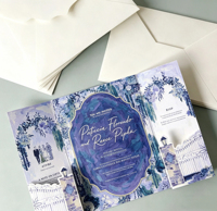Cartes d'invitation de mariage personnalisées avec enveloppes, papier couché, impression numérique, pelliculage