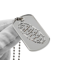 Collier personnalisé avec logo sur mesure en alliage de zinc, plaqué nickel argenté 3D, avec pendentif d'identification pour chien et chaîne à billes