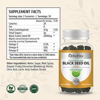 Gummies d'extrait d'huile de Nigelle végétaliennes HALAL avec logo OEM – Complément alimentaire pour stimuler l'immunité et les antioxydants