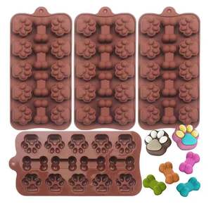 Food Grade <b>Silicone</b> Paw and Bone <b>Baking</b> Mold 14 Cavity Candy Chocolate Resin Tray Pet Theme Cake Tool - Product Image 1