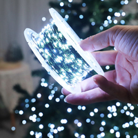 Guirnalda de Luces LED Decorativas para Exteriores, Jardín, Navidad, Bodas y Fiestas, 50 Metros, 24V, 8 Modos, Cable de Cobre Verde Oscuro, Impermeable IP65