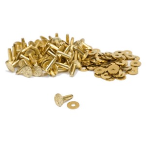 Rivets en laiton à tête plate de 3,4 mm x 19 mm, rivets et goujons en cuivre massif pour ceinture en cuir - Product Image 1