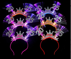 <span class=keywords><strong>2025</strong></span> ánh sáng lên hairband hạnh phúc năm mới sợi quang LED nhấp nháy <span class=keywords><strong>Headband</strong></span> với vương miện Đảng trang phục - Product Image 3