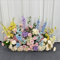 Bouquet de fleurs artificielles en soie, rose bordeaux et hortensia orange brûlé, pour centre de table de mariage