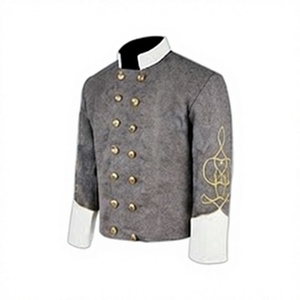 เสื้อแจ็คเก็ตขนสัตว์ถักแบบดับเบิ้ลเบรสต์สีเทาสำหรับผู้ชาย สไตล์วินเทจ  แบบจำลองเสื้อคลุมทหารเรือ  ชุดย้อนยุคสำหรับฤดูหนาว - Product Image 3