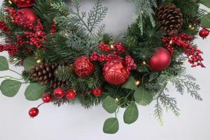 Décorations personnalisées pour fête à domicile, baies rouges, pommes de pin, ornement de porte, couronne ronde - Product Image 4