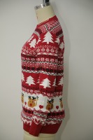 Pull de Noël en tricot pour femme, motif renne, cœur et arbre, col rond, manches longues, pull de fête