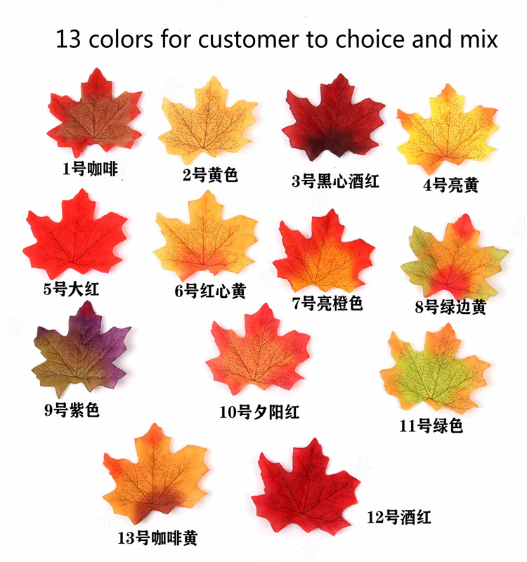 50pcs Fall Artificial Maple Leaves  for Thanksgiving Wedding Indoor Outdoor Wreath Decoration