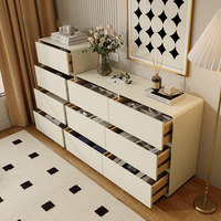 Commode à huit tiroirs en bois massif laqué, style crème, minimaliste, grande capacité, pour chambre et salon