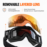 Masque de ski chauffant électrique haut de gamme avec lentille magnétique polarisée et monture en TPU, système de dégivrage automatique intégré pour le ski en extérieur