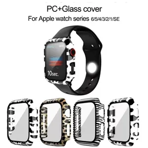 Coque en verre pour montre apple, pièces, cadre supérieur imprimé, protection