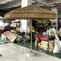 Parasol de jardin rond en gros, parasol de patio en chaume synthétique, tiki, raphia, paille, parasols de plage d'extérieur avec manivelle, inclinaison