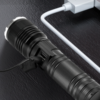 Nueva Linterna Táctica de 10000 Lúmenes LED Recargable por USB-C con Pantalla Lámpara Impermeable para Exteriores de Largo Alcance con Zoom y 5 Modos de Luz