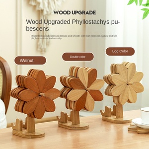 Tre Coaster Thân Thiện Với Môi Thiết Kế Hiện Đại Năng Động Cối Xay Gió Bàn Ăn Đồ Trang Trí Nhà Sáng Tạo Rắn Gỗ Pad - Product Image 6