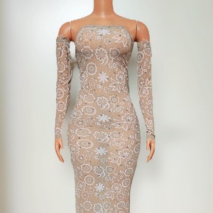 Novance Y4736 Venta al por mayor en línea Imprimir fuera del hombro <span class=keywords><strong>Elegante</strong></span> Modesto Vestido de noche largo Mujeres Fiesta Maxi Vestido con mangas - Product Image 4