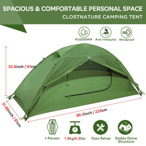 Tente à dos automatique personnalisée pour 1-2 personnes, ultra-légère, quatre saisons, imperméable, double couche, randonnée, camping, extérieur, fabrication en usine - Product Image 2