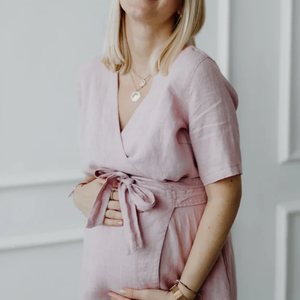 Gonna a portafoglio in lino abito premaman Easy Texture drappeggio bella gonna tuta premaman - Product Image 5