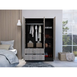 Factory Wholesale Modern Mirrored Armoire Closet with <b>Mirror</b> and Drawers - Product Image 2