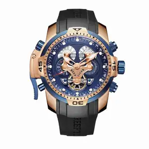 Reef Tiger RGA3503 2024 Rubber Automatic Calendar Date Day Complicated Black Dial Mechanical Bracelet tiger reef Watch